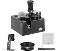IKAPE 51MM Black Espresso Tool Set 8 IN 1, Caffè Tamper, Distributore, Imbuto magnetico, Schermo a disco, Stazione Tamper, Strumento di distribuzione agitatore, Asciugamano di pulizia e spazzola