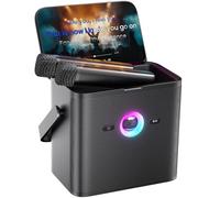 Ikarao Macchina karaoke, con display di testo per adulti bambini, KaraFun Prime, EQ & Autotune, sistema WiFi karaoke per YouTube, altoparlante PA portatile con 2 microfoni wireless per
