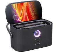 Ikarao Macchina per karaoke portatile per adulti e bambini, display e schermo con testi integrati, 2 microfoni wireless autocaricanti, app per karaoke, connessione alla TV, altoparlante Bluetooth,