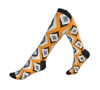 Ikat-Geometric-Folklore-Ornament-with-Diamonds-Tribal-Ethnic-Texture Soft Elastic Vitello Manicotti a compressione per uomini e donne, supporto quotidiano delle gambe per alleviare gonfiore e dolore