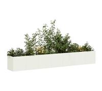 IKAYAA Aiuola rialzata per giardino, ortaggi, aiuola rialzata in metallo, per esterni, grande, senza fondo, in metallo, per coltivare erbe e frutta, fiori, acciaio/bianco, 280 x 40 x 40 cm