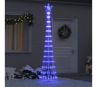 IKAYAA Albero di Natale Luminoso da Esterno 8 Giochi di Luce Struttura in Metallo Decorazioni Natalizie Interno Esterno-Blu-70 x 70 x 250 cm