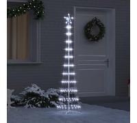 IKAYAA Albero di Natale Luminoso da Esterno 8 Giochi di Luce Struttura in Metallo Decorazioni Natalizie Interno Esterno-Bianco freddo-51 x 51 x 190 cm