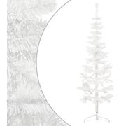IKAYAA Albero Natale Artificiale Mezzo Albero di Natale da Parete con Rami Realistici Supporto Albero di Natale Alto e Stretto con Base-Bianco-180 x 49 cm