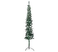 IKAYAA Albero Natale Artificiale Mezzo Albero di Natale da Parete con Rami Realistici Supporto Albero di Natale Alto e Stretto con Base-Verde-210 x 55 cm