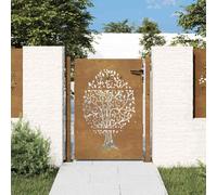 IKAYAA Cancello Giardino 155x105 Cancello per Recinzione Cancello Esterno Cancelletto Pedonale Cancello in Acciaio Corten Design Albero-105 x 155 cm