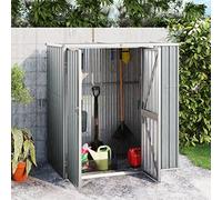 IKAYAA Capanno per Attrezzi da Esterno Capanno Giardino Casetta da Giardino Box Attrezzi Giardinaggio Casetta per Attrezzi in Metallo Tetto a Uno spiovente n Acciaio Zincato-Grigio-161 x 89 x 161 cm