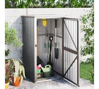 IKAYAA Capanno per Attrezzi da Esterno Capanno Giardino Casetta da Giardino Box Attrezzi Giardinaggio Casetta per Attrezzi in Metallo Tetto a Uno spiovente n Acciaio Zincato-Grigio-88 x 89 x 161 cm