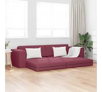 IKAYAA Divano Letto 3 Posti Clic Clac per Soggiorno Camera degli Ospiti e Ufficio 245x150x60.5 cm Tessuto Rosso Vino