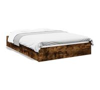 IKAYAA Letto Matrimoniale con contenitore 135x190 Giroletto Matrimoniale Legno con Cassetti Struttura Letto Giroletto Moderno in Legno Multistrato-Rovere fumo-135 x 190 cm