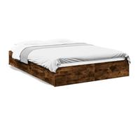 IKAYAA Letto Matrimoniale con contenitore 160x200 Giroletto Matrimoniale Legno con Cassetti Struttura Letto Giroletto Moderno in Legno Multistrato-Rovere fumo-160 x 200 cm