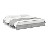 IKAYAA Letto Matrimoniale con contenitore 200x200 Giroletto Matrimoniale Legno con Cassetti Struttura Letto Giroletto Moderno in Legno Multistrato-Grigio sonoma-200 x 200 cm