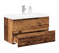 IKAYAA Mobile Bagno Sospeso con Lavabo Armadietto Bagno con Lavabo con 1 Cassetti Mobile Bagno con Lavabo Integrato-Legno antico-81 x 39.5 x 49 cm/Senza Rubinetto e Scarico
