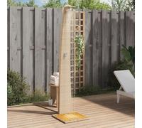 IKAYAA Pedana Doccia Esterna Doccia da Giardino con Pedana Doccia Esterna Giardino Terra in Polyrattan e Legno Acacia-Beige-55x60x224 cm