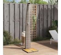 IKAYAA Pedana Doccia Esterna Doccia da Giardino con Pedana Doccia Esterna Giardino Terra in Polyrattan e Legno Acacia-Grigio-55x60x224 cm
