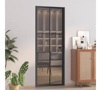 IKAYAA Porta Interna in Vetro Battente per Bagno Cucina Studio in Alluminio-Nero e Trasparente scuro-76 x 201.5 cm
