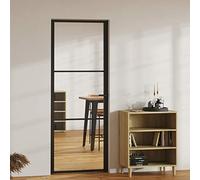 IKAYAA Porta Interna in Vetro e Alluminio - Nero e trasparente - 76 x 201.5 cm - Battente