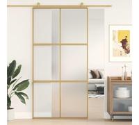 IKAYAA Porta Scorrevole da Interno in Vetro Trasparente ESG - Porte Interne Moderne Con Alluminio-Oro e Opaco - 102.5 x 205 cm