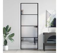 IKAYAA Porta Scorrevole Vetro Porte Scorrevoli da Interno Vetro Porte Interne Moderne in Vetro Trasparente ESG Alluminio-Nero, Trasparente e opaco-76 x 201.5 cm
