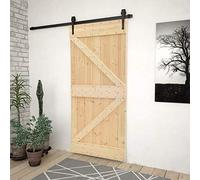 IKAYAA Porte Interne Porte scorrevoli da Interno Porta Scorrevole Legno Porta in Legno Massello di Pino-80 x 210 cm-Tipo 4