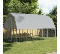 IKAYAA Recinto per Cani da Esterno Box per Cani con Tetto e Anta Kennel per Cani da Esterno Gabbia Cani in Acciaio Zincato-375 x 285 x 230 cm