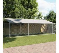 IKAYAA Recinto per Cani da Esterno Box per Cani da Esterno Cuccia Cane Esterno Gabbia Cani con Tetto e Porte Acciaio Zincato-6 x 2 x 2 m/1 Anta