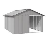 IKAYAA Recinto per Cani da Esterno Casetta per Cani Gabbia per Cani Box per Cani da Esterno Acciaio Zincato-Grigio-116.5 x 153 x 81.5 cm