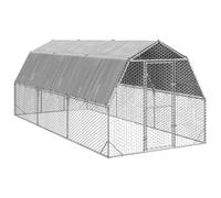 IKAYAA Recinto per pollaio Recinto per pollaio all'aperto Gabbia per Galline Pollaio per Galline Ovaiole da Esterno in Acciaio Zincato-con Tetto-2.5 x 6 x 2.25 m