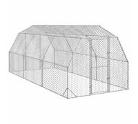 IKAYAA Recinto per pollaio Recinto per pollaio all'aperto Gabbia per Galline Pollaio per Galline Ovaiole da Esterno in Acciaio Zincato-Senza Tetto-2.5 x 6 x 2.25 m