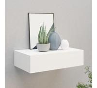 IKAYAA Scaffale con Cassetti Mensola con Cassetto Sospesa Consolle da Parete Mensola da Muro Comodino Sospeso -Bianco-40 x 23.5 x 10 cm