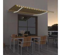 IKAYAA Tenda da sole 400x300 Tenda da Sole Retrattile Manuale con LED con Manovella Tenda a braccio per esterno Terrazza Balcone -Giallo-400 x 300 cm