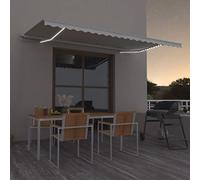 IKAYAA Tenda da Sole 500x350 Tenda da Sole Retrattile Manuale con LED con Manovella Tenda a Braccio per Esterno Terrazza Balcone -Crema-500 x 350 cm