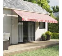 IKAYAA Tessuto di Ricambio per Tenda da Sole Telo di Ricambio per Tenda Parasole Retrattile per Balcone, Patio, Terrazzo, Esterno, Giardino-Rosso e bianco-450 x 300 cm