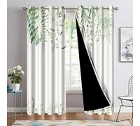 IKDZCM 2 tende oscuranti con foglie verdi fresche per camera da letto, soggiorno, decorazione moderna per casa, appartamento, tenda/tende (LxA/2x83x140 cm)