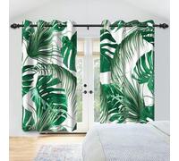 IKDZCM Tenda oscurante in tessuto di poliestere con foglie di palma verde, stile giungla tropicale, per la casa, la camera da letto e il soggiorno (LxA/2x125x150 cm)