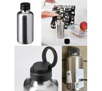 IKEA ENKELSPARIG Bottiglia d'acqua, acciaio inossidabile/nero, 0,7 l, 23 once