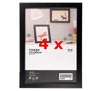 Ikea FISKBO, Set di 4 cornici per foto, formato A4, 21 x 30 cm, colore: Nero