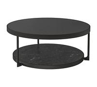 IKEA FRÖTORP - Tavolino da salotto, 88 cm, effetto marmo antracite/vetro nero