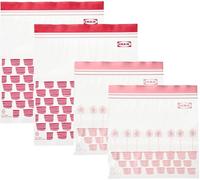 Ikea Istad 805.256.74 - Sacchetti per alimenti per congelatore, 2,5 l e 1,2 l, con doppia tenuta, stampa rosso/rosa, 1 qt e 3qt, 805.256.74, set di 100 sacchetti