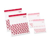 Ikea Istad 805.256.74 - Sacchetti per alimenti per congelatore, 2,5 l e 1,2 l, con doppia tenuta, stampa rosso/rosa, 1 qt e 3qt, 805.256.74, set di 100 sacchetti