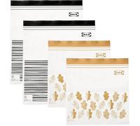 Ikea Istad, sacchetti per alimenti riutilizzabili, misura media, con doppia guarnizione, 1,2 e 2,5 litri, a strisce nere/foglie gialle, set da 100 sacchetti