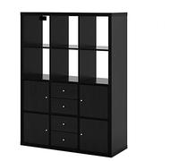 IKEA KALLAX - Scaffale con 6 inserti, 112 x 147 cm, colore: Nero/Marrone