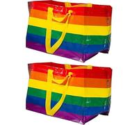 Ikea Kvanting (FRAKTA) - Confezione da 2 grandi borse riutilizzabili, design arcobaleno, 71 l, multicolore, Large