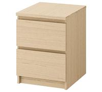 IKEA Malm 101.786.01 - Cassettiera con 2 cassetti, impiallacciato rovere tinto bianco