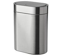 IKEA Pattumiera Touch-Top BROGRUND in acciaio inox, per bagno e cucina, 4 litri, 21 x 14 x 27 cm, colore: argento