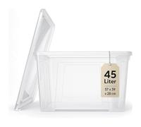 IKEA Samla Scatola portaoggetti con coperchio - 45L con coperchio, scatole impilabili trasparenti - Scatole portaoggetti robuste - Grandi scatole portaoggetti per la casa e il seminterrato - LxPxH