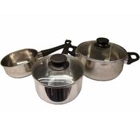 Ikea Set di 5 pentole "Annons" con coperchio in vetro, a induzione, in acciaio inox