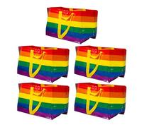 Ikea STORSTOMMA - Set di 5 sacchetti grandi multicolore a righe arcobaleno, 71 litri, 55 x 35 x 37 cm