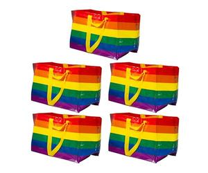 Ikea STORSTOMMA - Set di 5 sacchetti grandi multicolore a righe arcobaleno, 71 litri, 55 x 35 x 37 cm