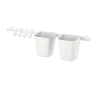Ikea SUNNERSTA - Binario con 4 ganci e 2 contenitori, [Bianco],Lunghezza: 60 cm